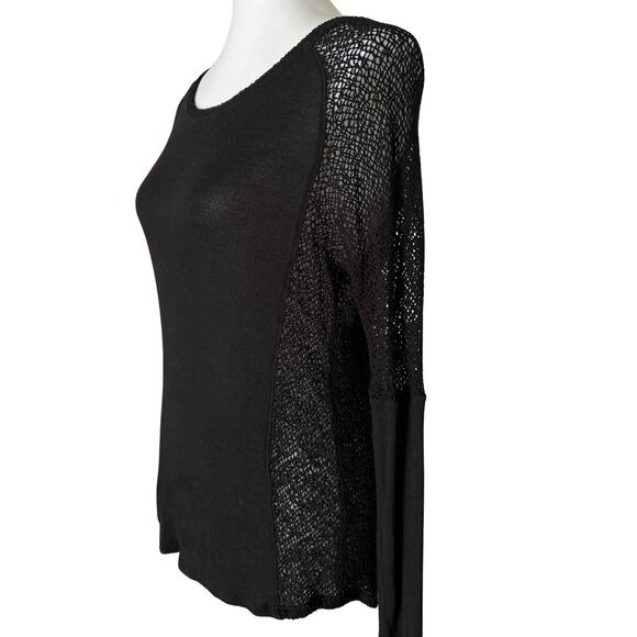 Vintage Y2K 3 Dots Semi Sheer Knit Top – Black Indie Mesh Detail, Small - Picture 1 of 5